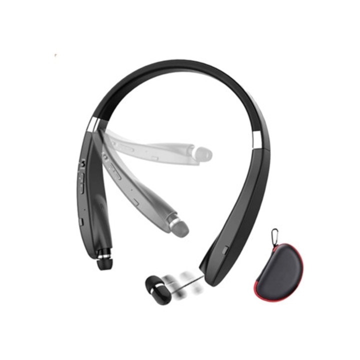 Vezeték nélküli fejhallgató, összecsukható, könnyű, fekete