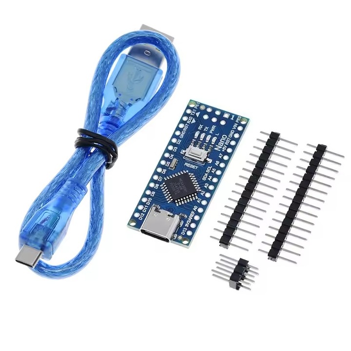 Nano fejlesztőkártya, 16MHz ATMEGA328P, 12 digitális port, 8 analóg port, többszínű