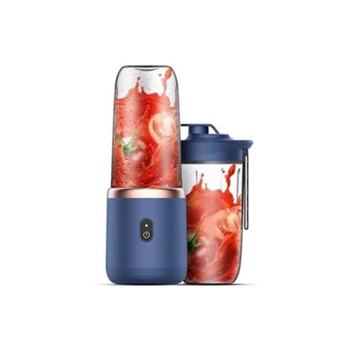 Blender portabil 13 oz, 6 lame, pentru sucuri, iaurturi, smoothie-uri, alb