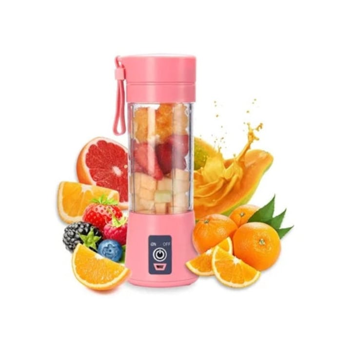 Blender portabil, 500ml, 6 lame, rosu