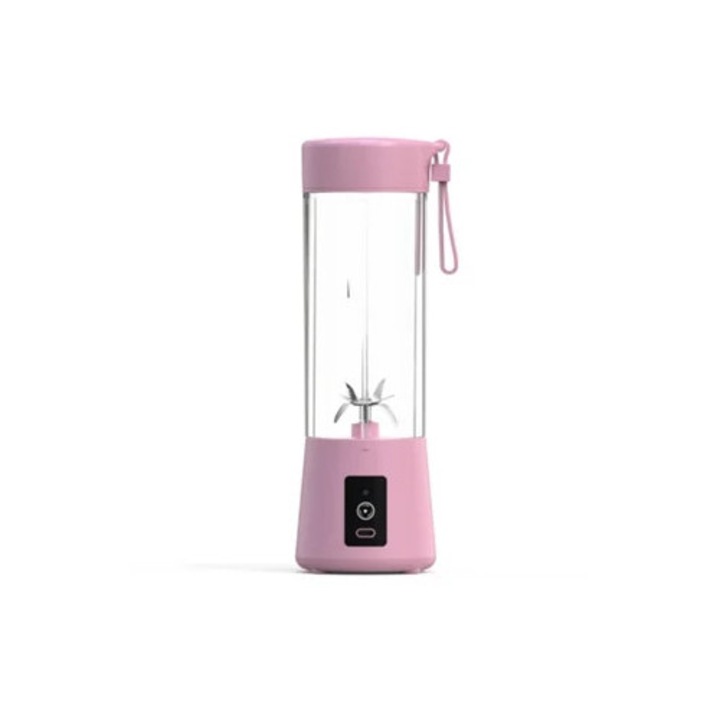 Преносим блендер 13 oz, 6 остриета, за сокове, кисели млека, смутита, розов