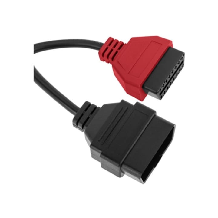 OBD2 diagnosztikai kábel, 16 tűs, piros, 207 mm, készlet