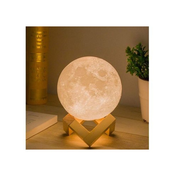 Veioza forma luna, 12cm, alb cald, fara suport