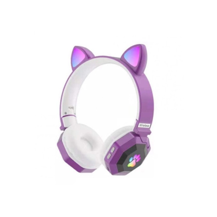 Vezeték nélküli De5.0 RGB világító fejhallgató zene és játékokhoz, sötétlila