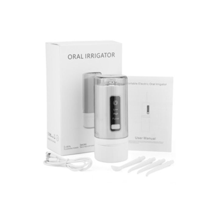 Hordozható szájzuhany fúvókákkal, intelligens scaler, fehér