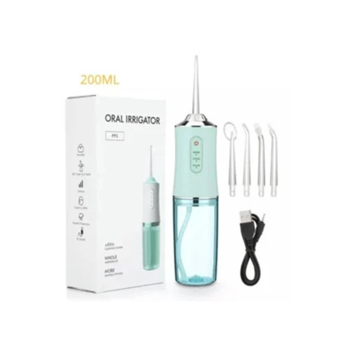 Hordozható szájzuhany, 200ml, IPX7, kék