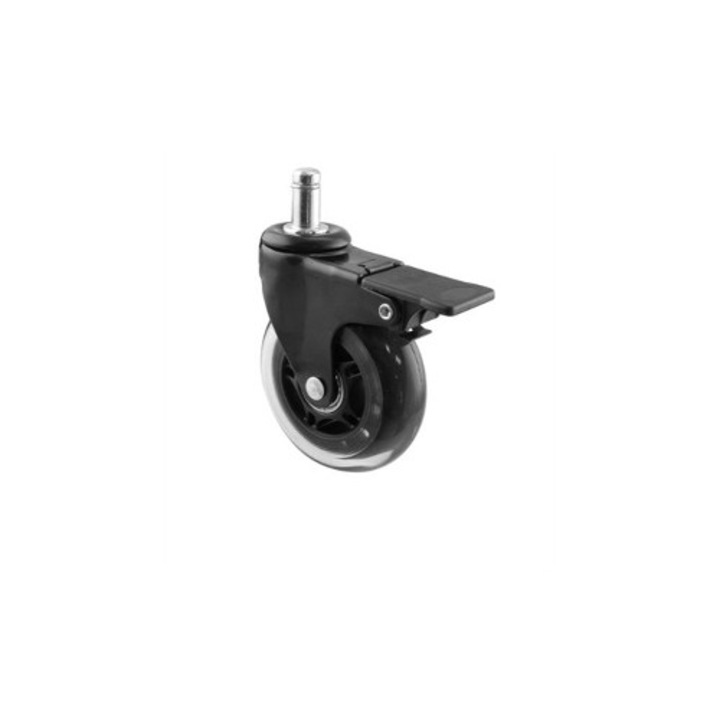 Roti pivotante negre cu frana 65 mm, 30 kg, set pentru interior