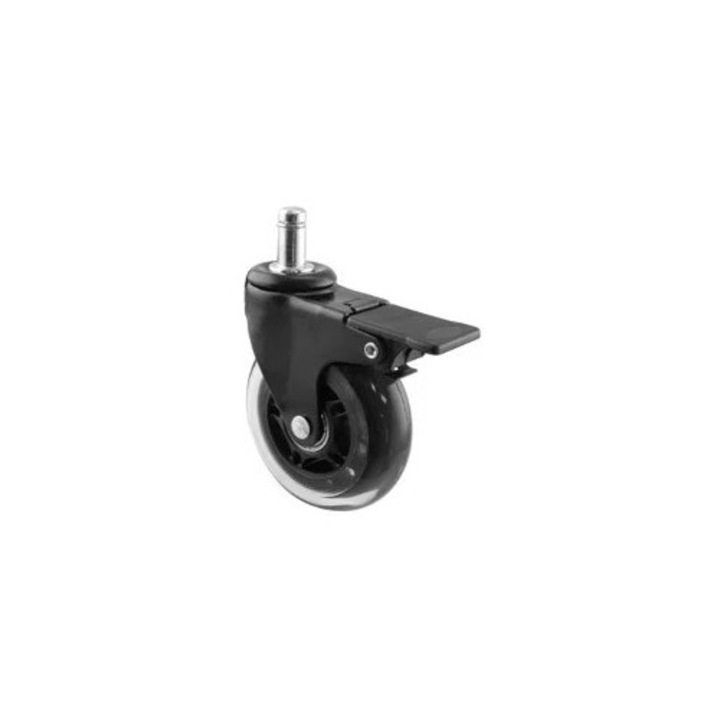 Roti pivotante negre cu frana 75 mm, 50 kg, set pentru interior