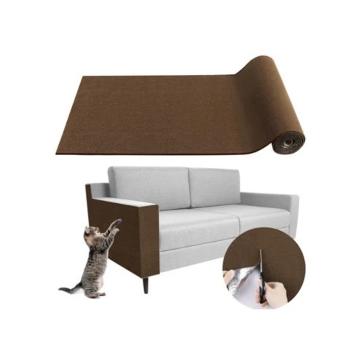 Zgarietura autoadeziva pentru pisici, protectie impotriva zgarieturilor, maro, 30x200cm