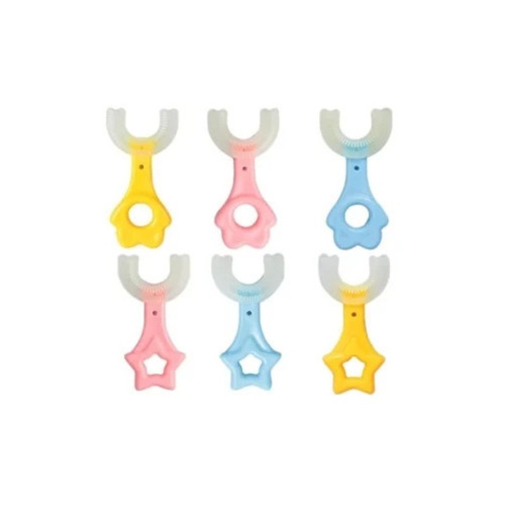 Set 6 Periute de dinti U pentru copii, cu peri din silicon, pentru varsta 6-12 ani