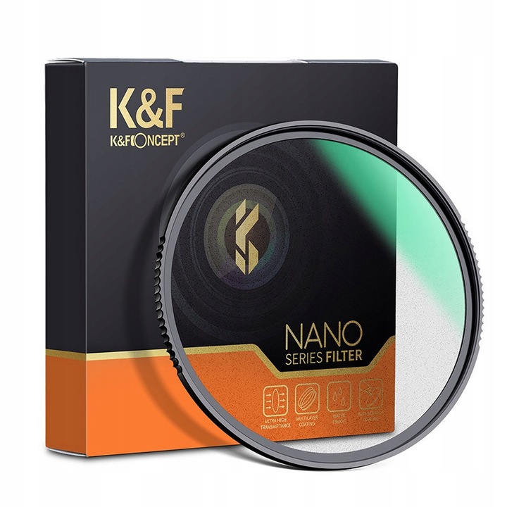 Дифузен филтър K&F Concept Black Mist 1/2, 82mm, оптично стъкло, тънка алуминиева рамка