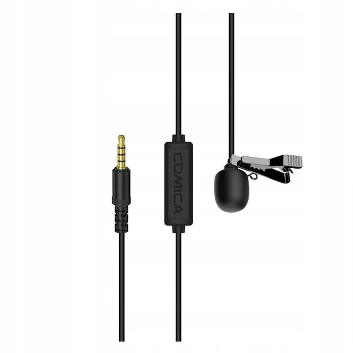 Comica CVM-V01SP csíptetős mikrofon, 6m, 3,5mm TRRS mini jack, szett szélfogó szivaccsal