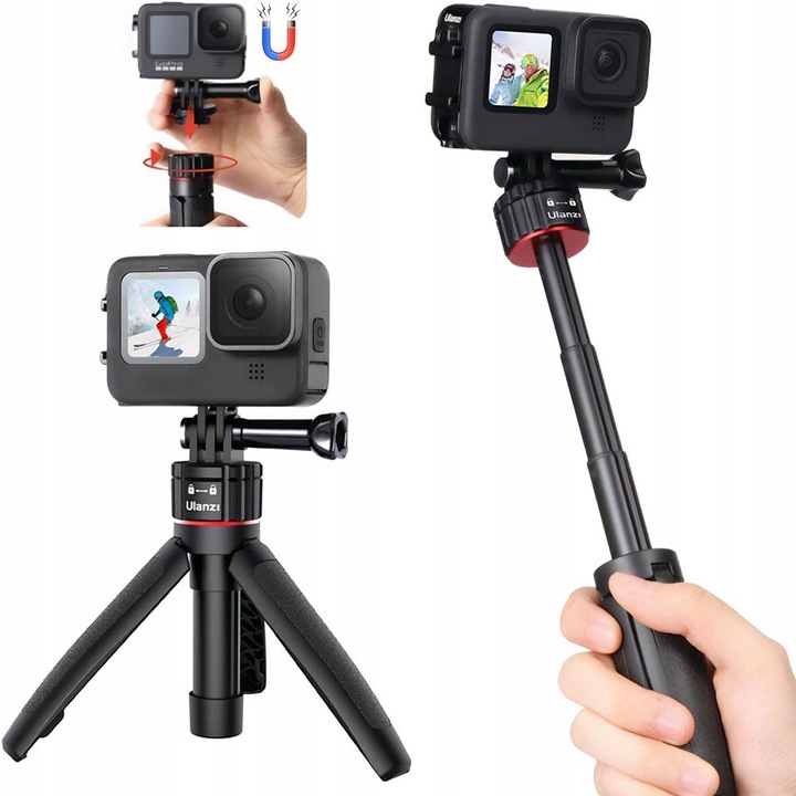 Mini Stativ Ulanzi Go Quick II, 3 in 1, negru, 14,5x26,5cm, set cu prindere magnetica