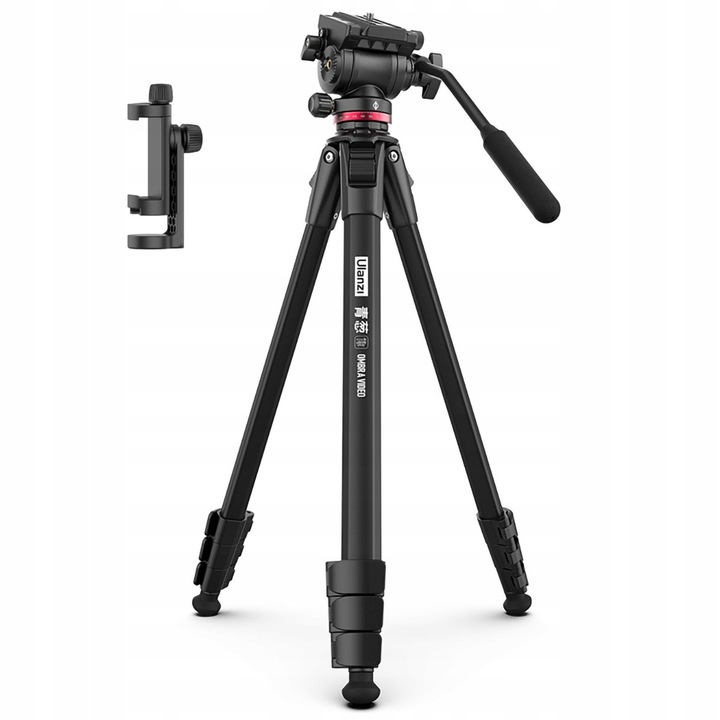 Stativ foto-video Ulanzi OMBRA VIDEO, 160cm, negru, cu cap panoramic si suport pentru smartphone, set complet