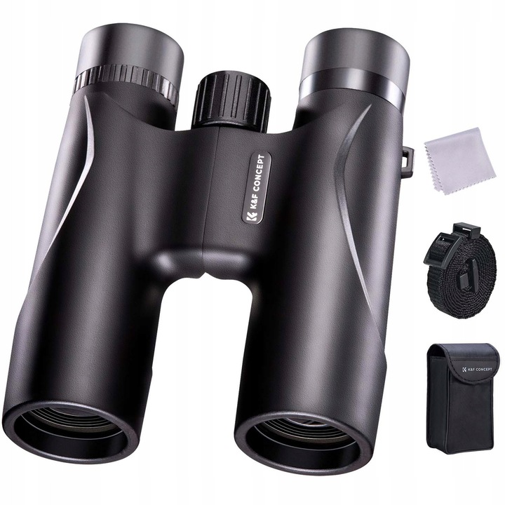 Бинокъл K&F Concept 12x32, призма BaK-4, водоустойчив IP65, пълен комплект с калъф и каишка