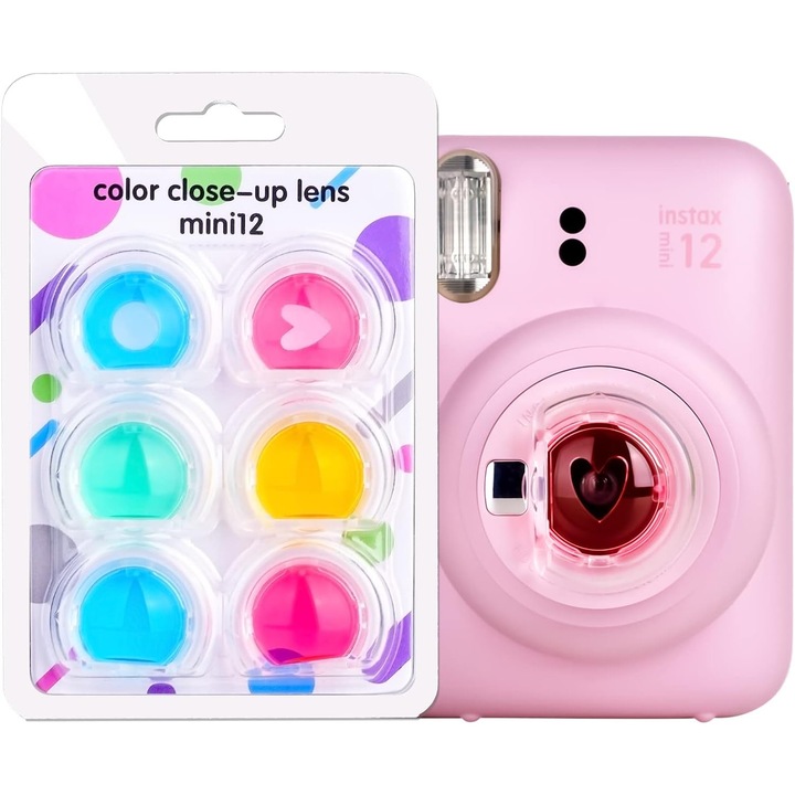 Lencseszűrő Instax Mini 12 kamerához, 6 darabos készlet, 4 szín, kivágott zónás design