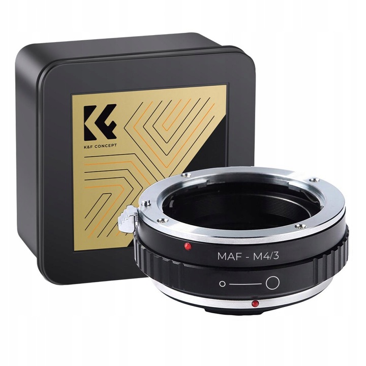 Adaptor, K&F Concept Sony A/Minolta AF la Micro 4/3, metal, cromat, pentru aparate Olympus si Panasonic