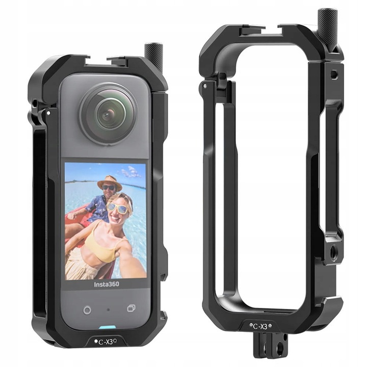 Калъф Ulanzi C-X3 за Insta360 X3, алуминиев, 3 x 1/4'' резби, 2 студени обувки, GoPro Folding Fingers стойка, черен, 70 г