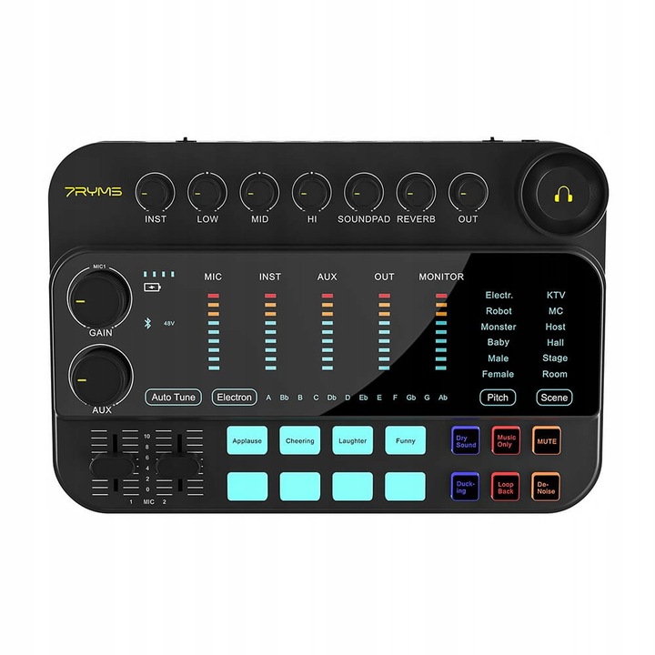 Аудио миксер 7Caster SE2, Bluetooth, ефекти, черен, 250x180x60mm