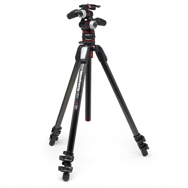 Stativ profesional Manfrotto 055 Carbon, 3 sectiuni, cap XPRO-3W, sistem rapid MOVE, 12 kg, 187 cm