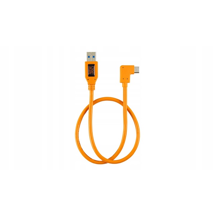 Cablu USB Tether Tools TetherPro Right CUCRT02-ORG USB 3.0 pigtail ъглов екраниран анти-интерференция, Оранжев, 50 cm