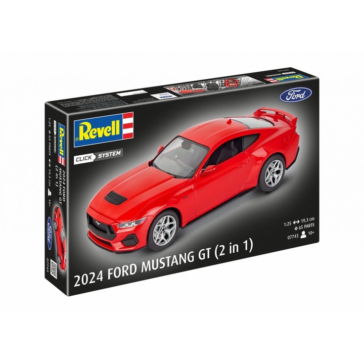 Összeállítható modell, Revell, 2024 Ford Mustang GT Click System autó, 60 darab