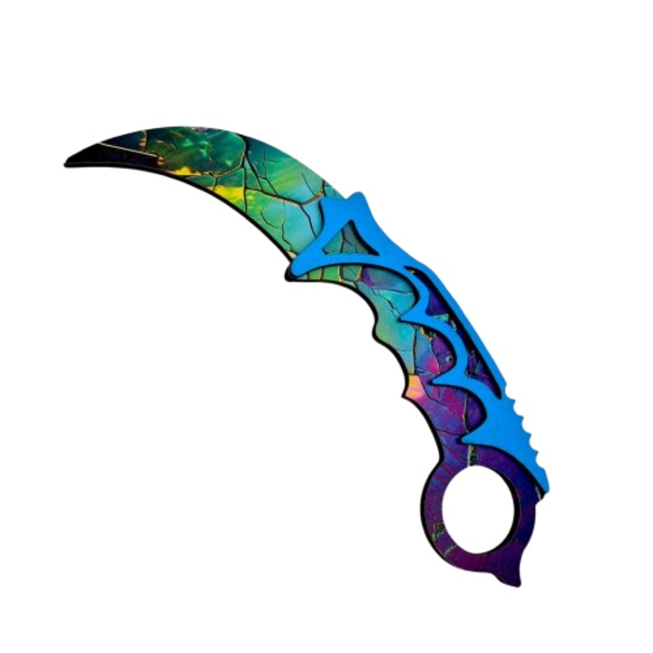 Cuțit karambit, din lemn, multicolor, 20 x 5 x 0.5 cm