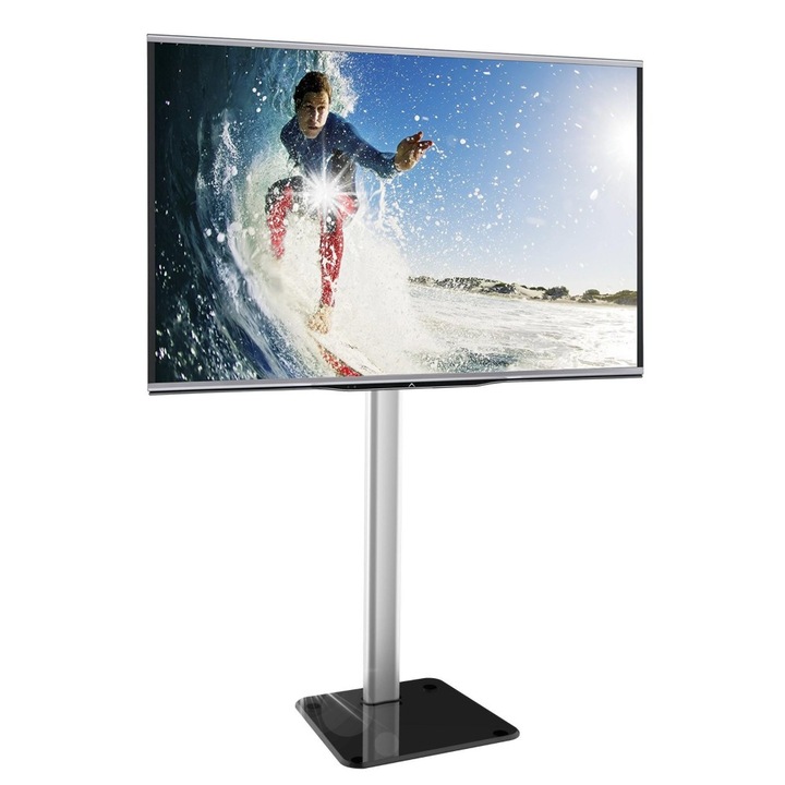 Мобилна стойка за телевизор Techly, 32-70 инча, сребристо-черна, 50 кг, 1300x500x460 мм