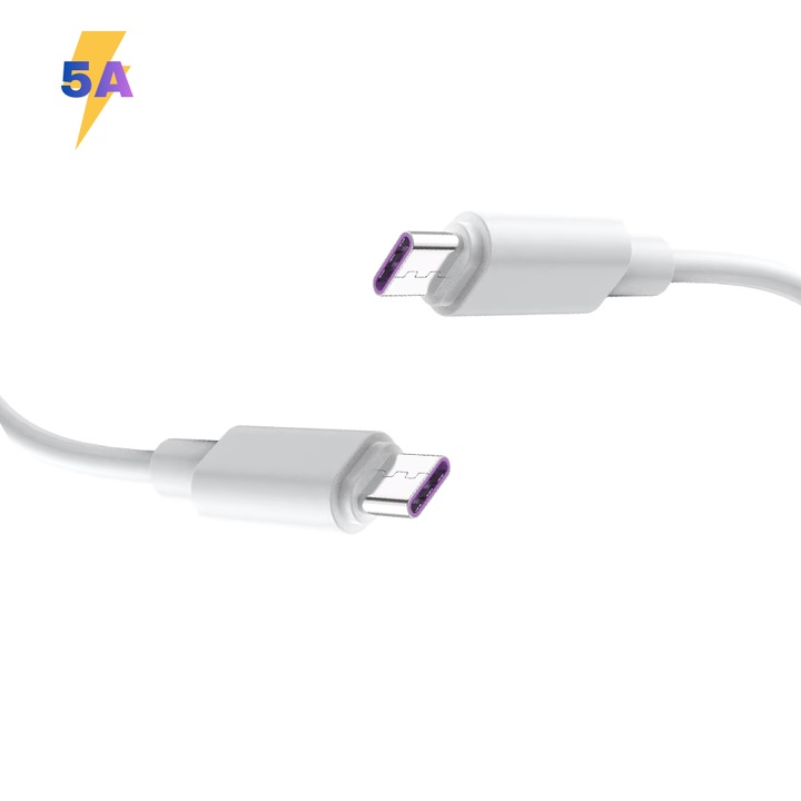 Ovio Type-C - Type-C adat- és töltőkábel, 5A, 40W, fehér, 2 méter