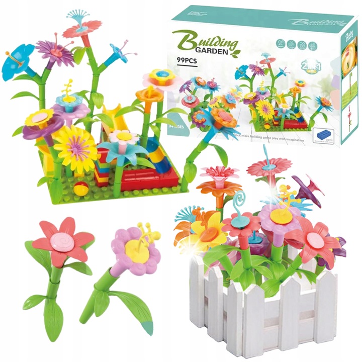 Set de constructie educativ cu flori, 99e, multicolor, pentru copii