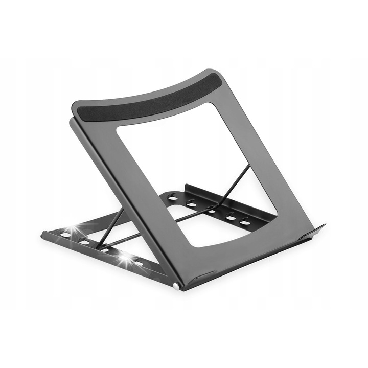 Suport laptop portabil Digitus, 11-15 inch, 5 niveluri de inclinare, negru, 25,5x25,5x3,5cm