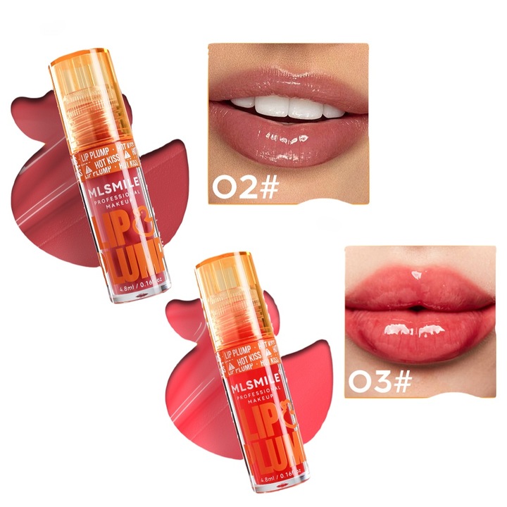 Set 2 x Luciu de Buze MLSMILE, Nuante Naturala si Vibranta, Gloss Hidratant, 4.8ml x 2
