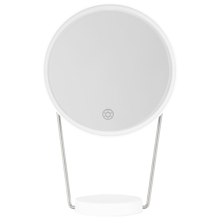 Lustru de machiaj cu iluminare LED, Humanas HS-ML01, alb, 20cm, acumulator 1200mAh
