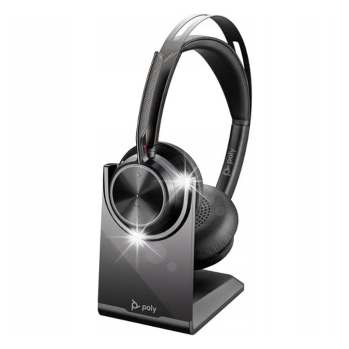 Poly Focus 2 vezeték nélküli fejhallgató, Bluetooth 5.1, ANC, fekete, 155x66x183mm, teljes készlet