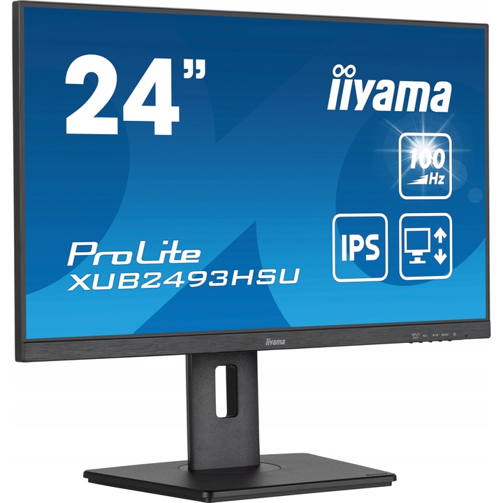 Monitor 24" iiyama ProLite XU2493HS-B6 IPS, 100Hz, 0,5ms, FHD, negru, set complet