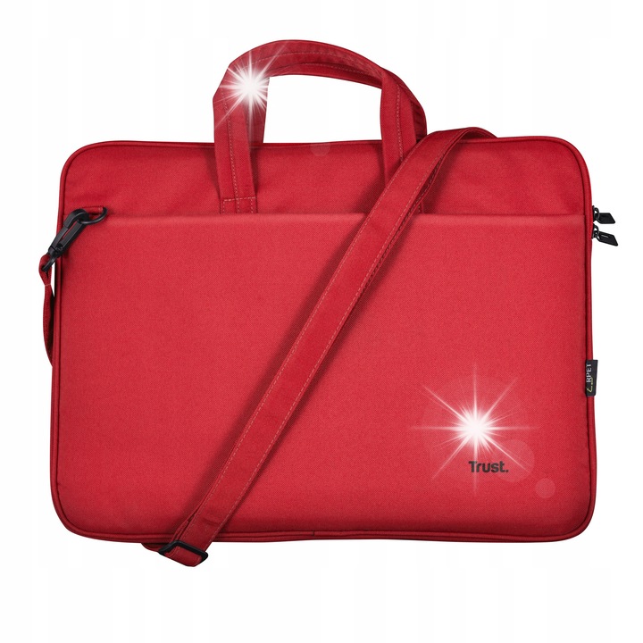Geanta laptop Trust Bologna, 16 inch, rosie, dimensiuni 41x29x4cm, material reciclat