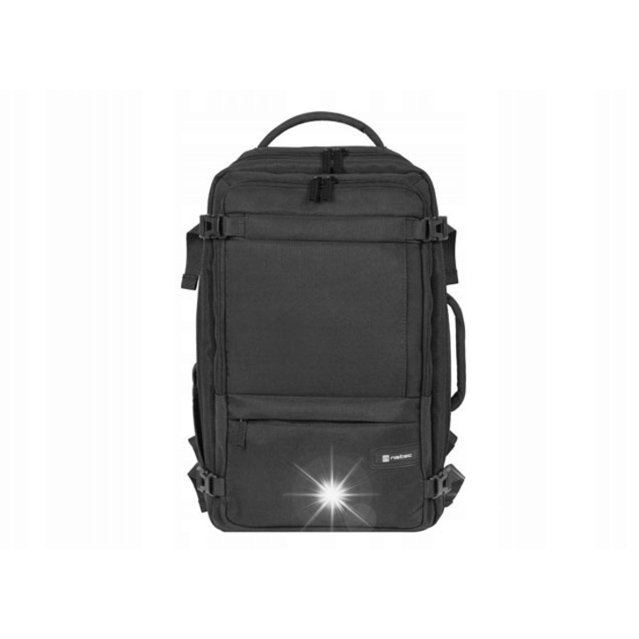 Natec Camel Lite 15.6" laptop hátizsák, 19L, 2 az 1-ben, fekete, 3 rekeszes
