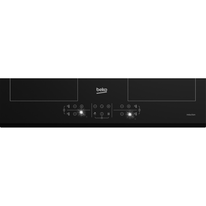 Plita electrica Beko HII64206F2MT, inductie, 4 zone, neagra, 58x51cm