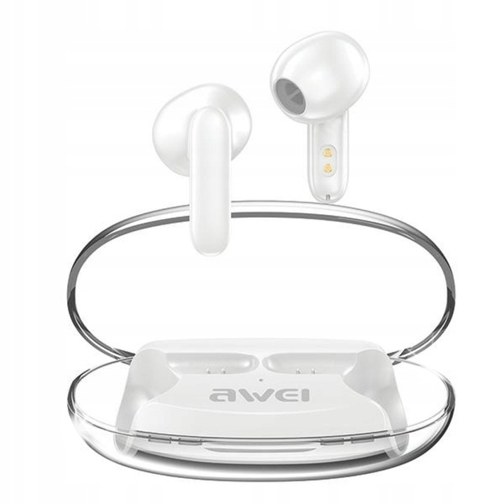 AWEI T85 vezeték nélküli fülhallgató, Bluetooth 5.3, ENC zajcsökkentés, fehér, 70x21x22mm