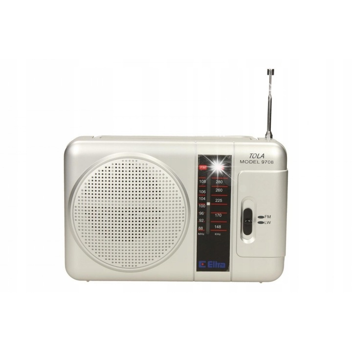 Преносимо радио Eltra TOLA, FM, сребристо, захранване 230V/батерии