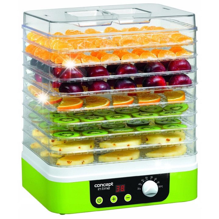 Deshidrator de alimente Concept SO-1060, 245 W, verde + alb, 9 site, 31,3x25,5cm