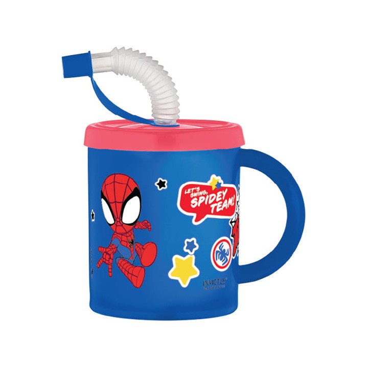 Disney Spidey pohár szívószállal és fogantyúval, 210 ml