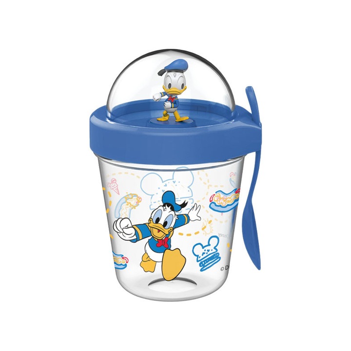 Disney Donald ajándékszett, 350 ml-es bögre kanállal és fedővel