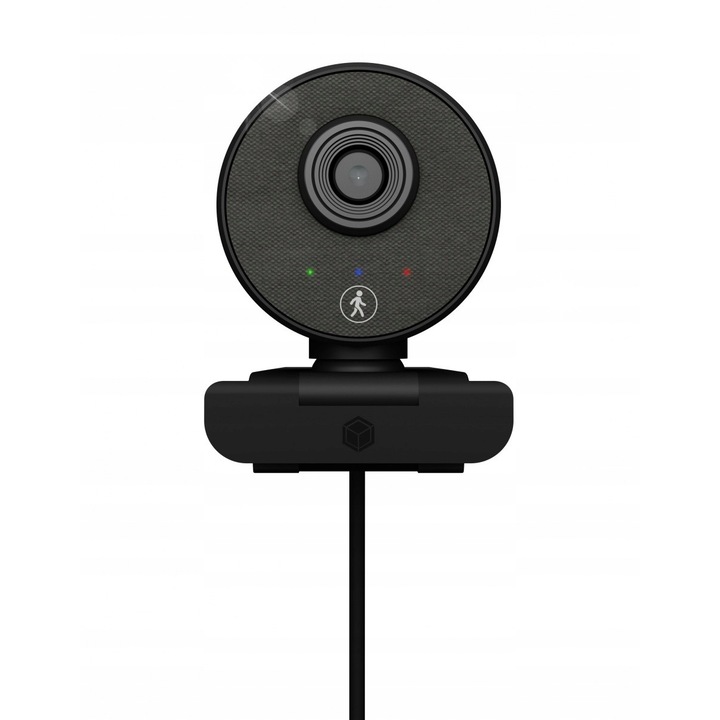 IcyBox IB-CAM501-HD webkamera, Full HD 1080p, beépített mikrofon, autofókusz, fekete, 65x65x90mm