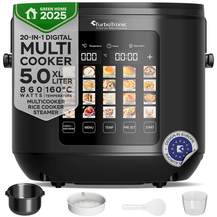 Multicooker 20 în 1 TurboTronic TT-DMC23, 860W, 5L, display tactil LED, înveliș ceramic, temporizator 24h