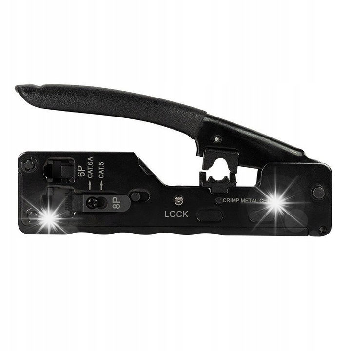 Cleste de sertizat pentru conectori RJ45/RJ11/RJ12, otel, negru