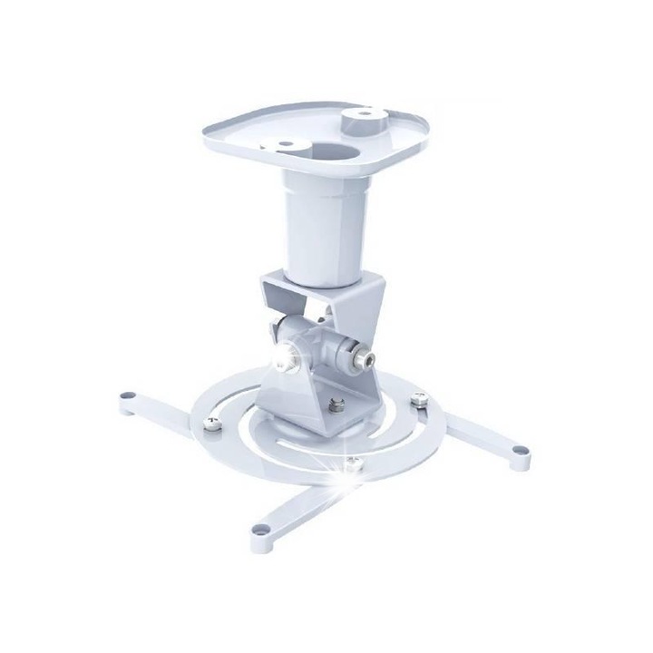 Uchwyt sufitowy pentru proiectoare Techly, 10 kg, 180° reglabil, 22 cm, alb