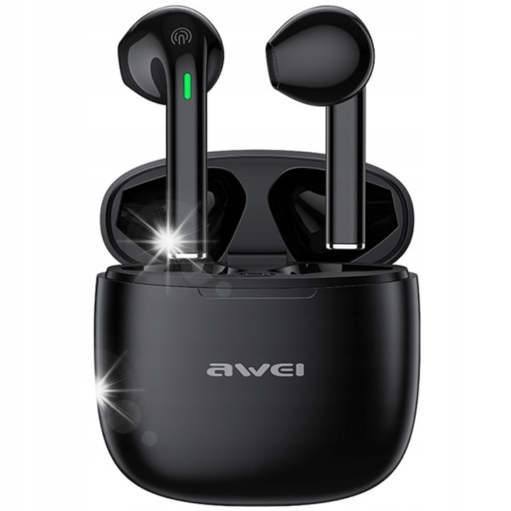 Awei T26 Pro TWS vezeték nélküli fülhallgató, Bluetooth 5.3, vízálló, fekete, töltőállomással