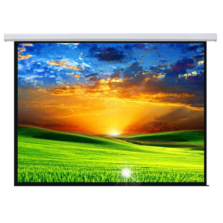 Elektromos vetítővászon, Maclean, 240x180cm, 120'', falra szerelhető vagy függeszthető, 4:3