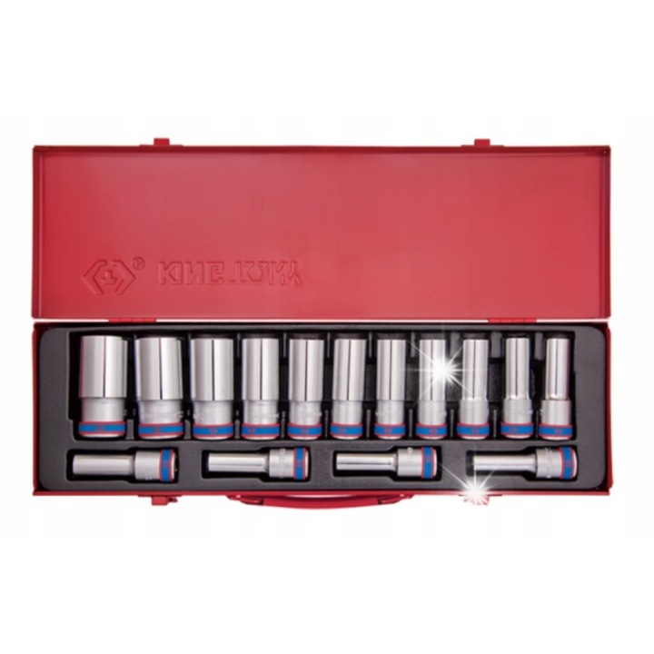 Set nasada 1/2" lungi 12-suruburi, 15 piese, King Tony, metalic